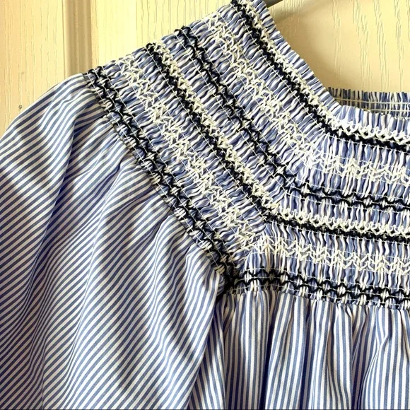 PARKER Smocked Pinstripe Off The Shoulder Top—SZ S - Picture 13 of 13